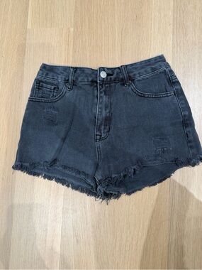 PacSun Black Distressed High-Rise Denim Shorts